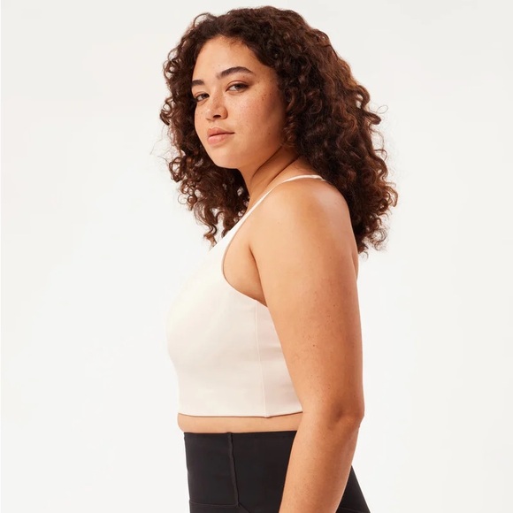 Girlfriend Collective Topanga Halter Sports Bra: Ivory - XL - Picture 4 of 8